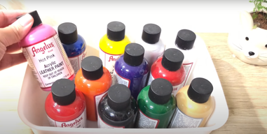 textile paint on leather
