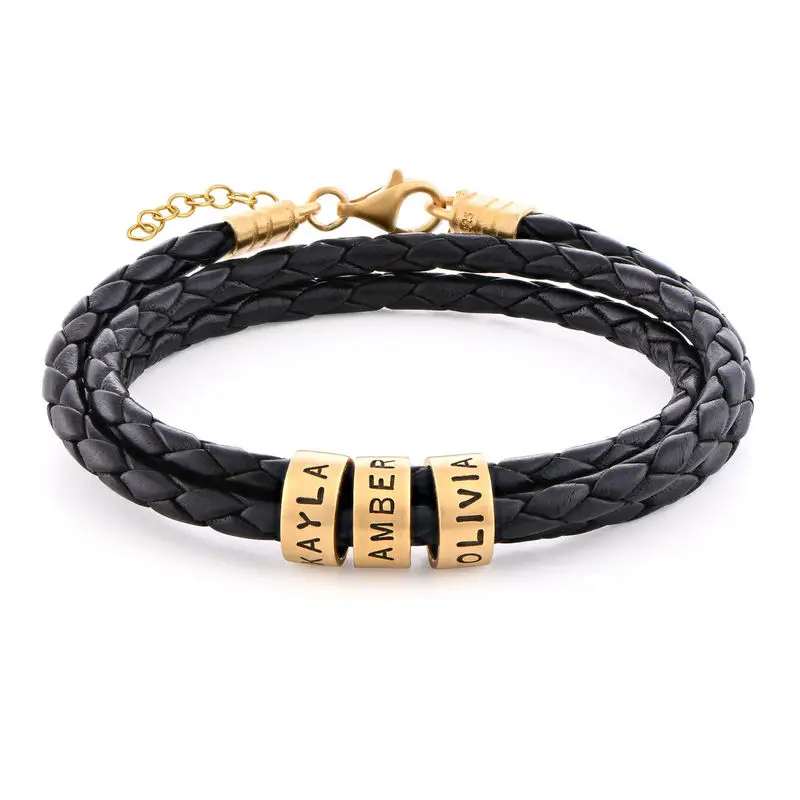 Gold-accented Leather Bracelet