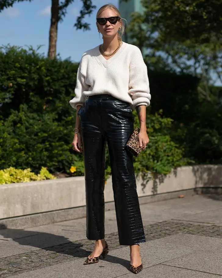 Textured Knit and Pants + Patterned Shoes