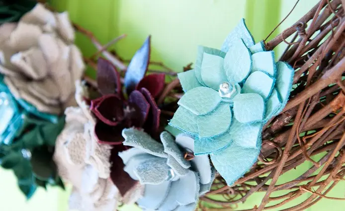 Faux Leather Succulent Wreath Crafts