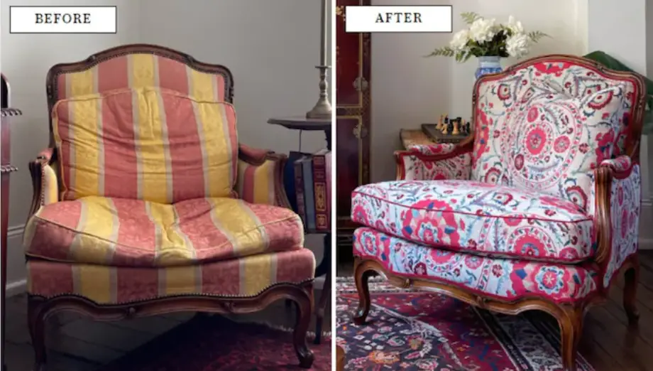 How much fabric is needed to reupholster a recliner