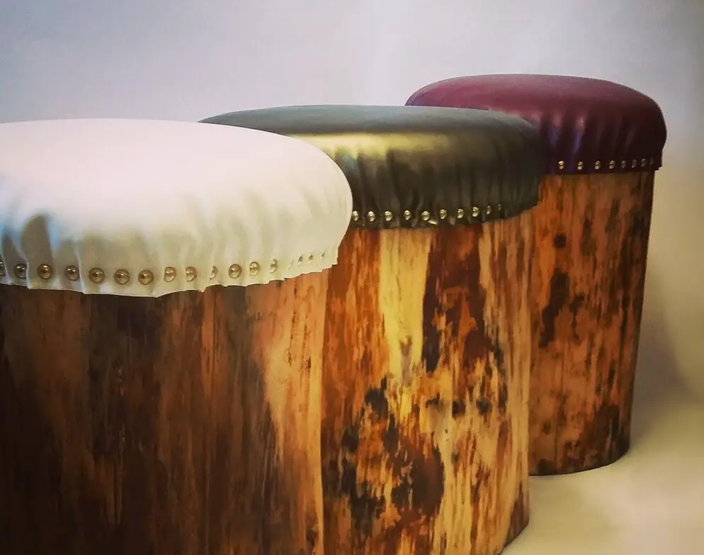 Leather Topped Stump Stool